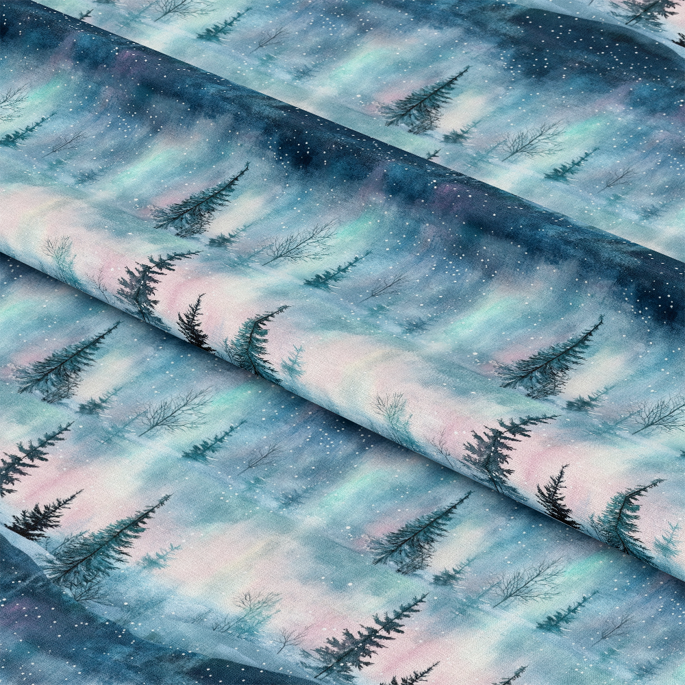 Northern Lights Forest Pattern 1 Quilting Cotton Fabric