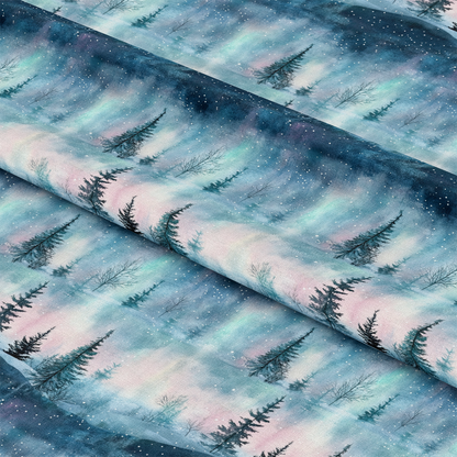 Northern Lights Forest Pattern 1 Quilting Cotton Fabric