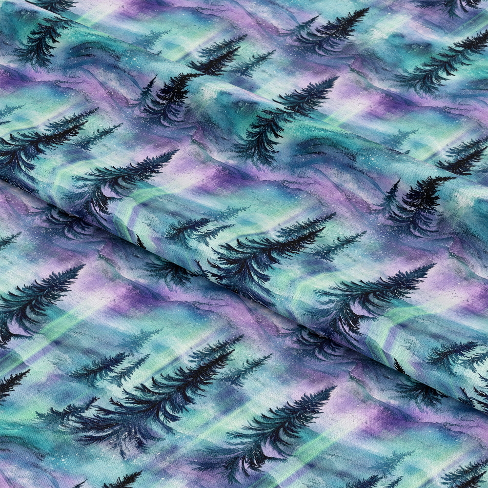 Northern Lights Forest Pattern 20 Quilting Cotton Fabric
