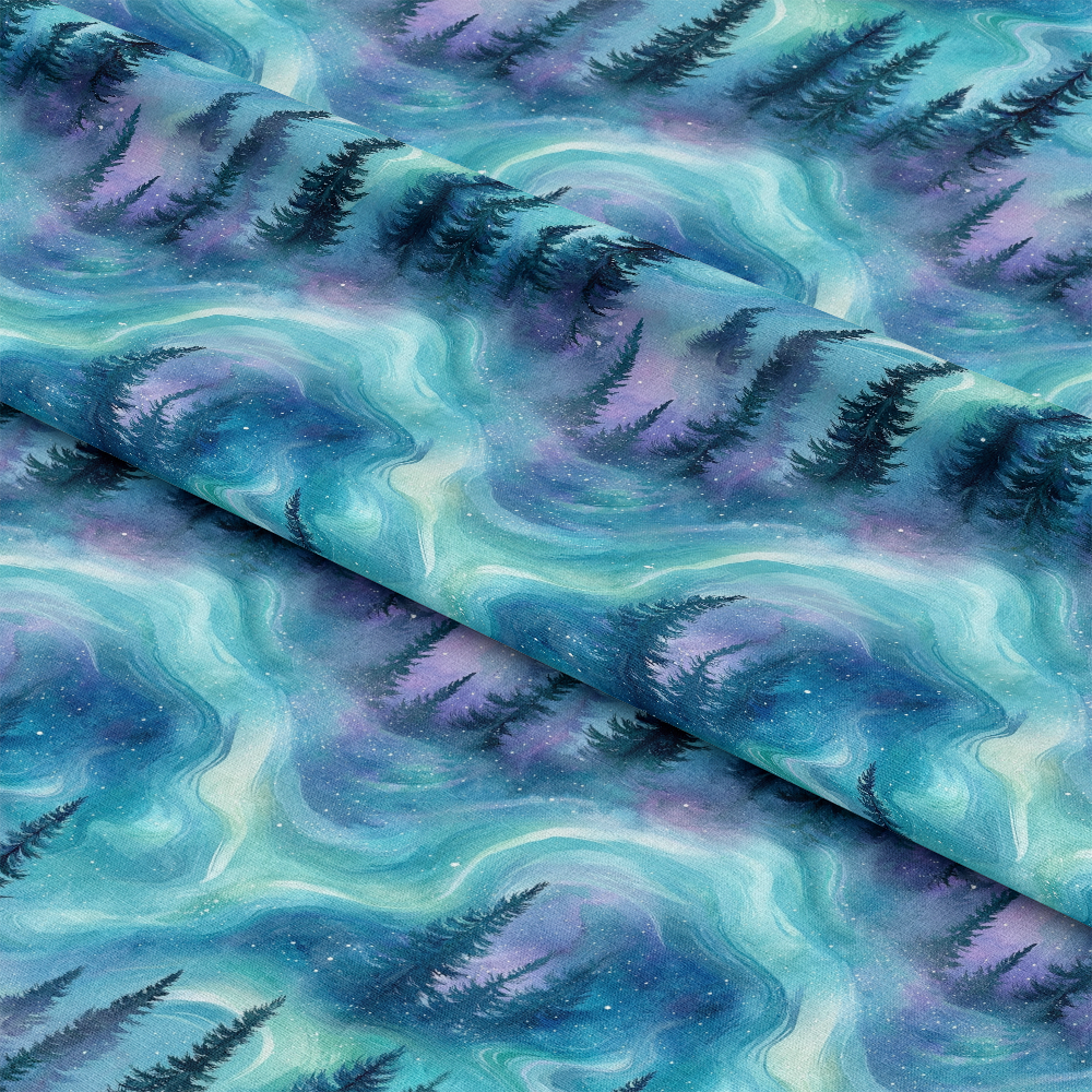 Northern Lights Forest Pattern 23 Quilting Cotton Fabric