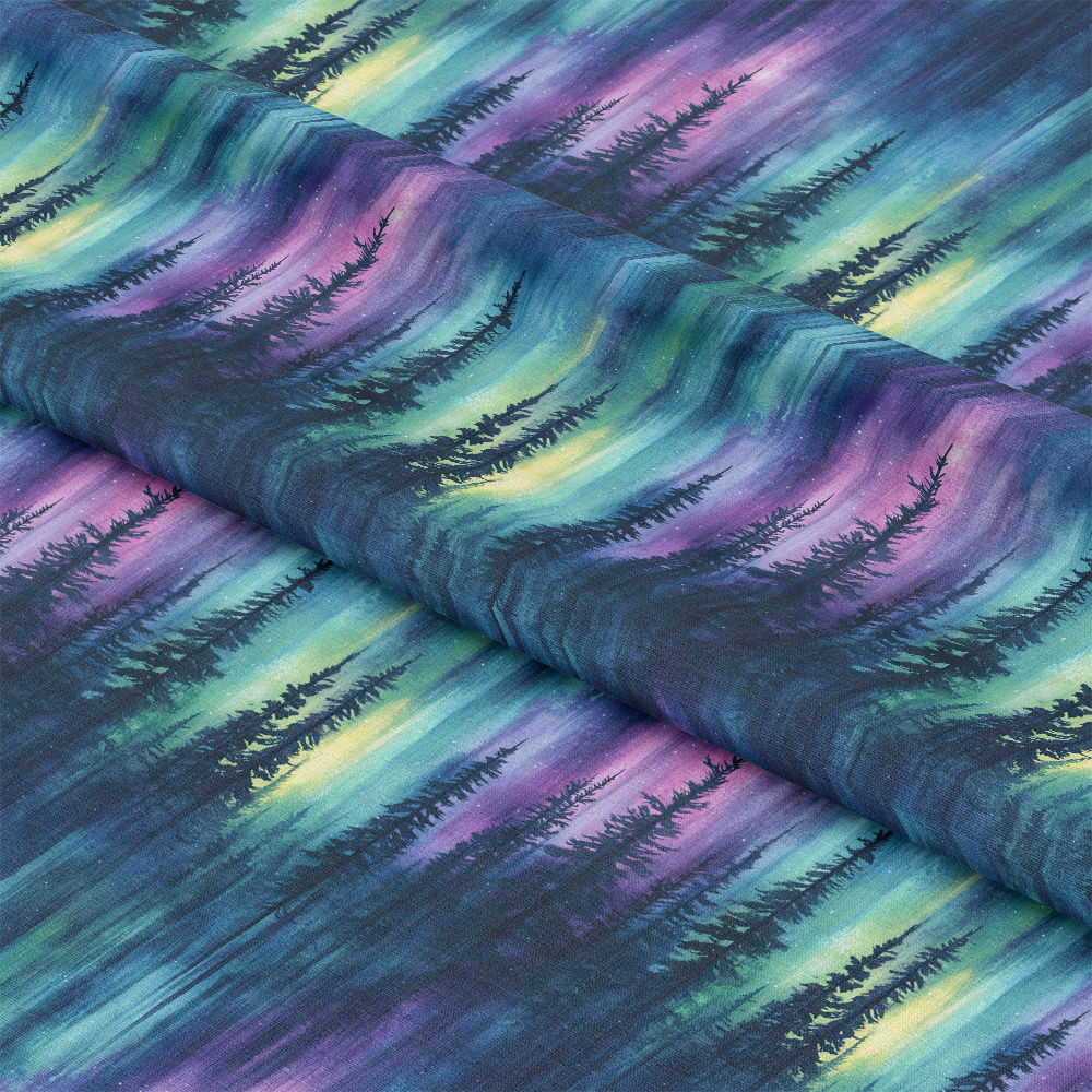 Northern Lights Forest Pattern 25 Quilting Cotton Fabric