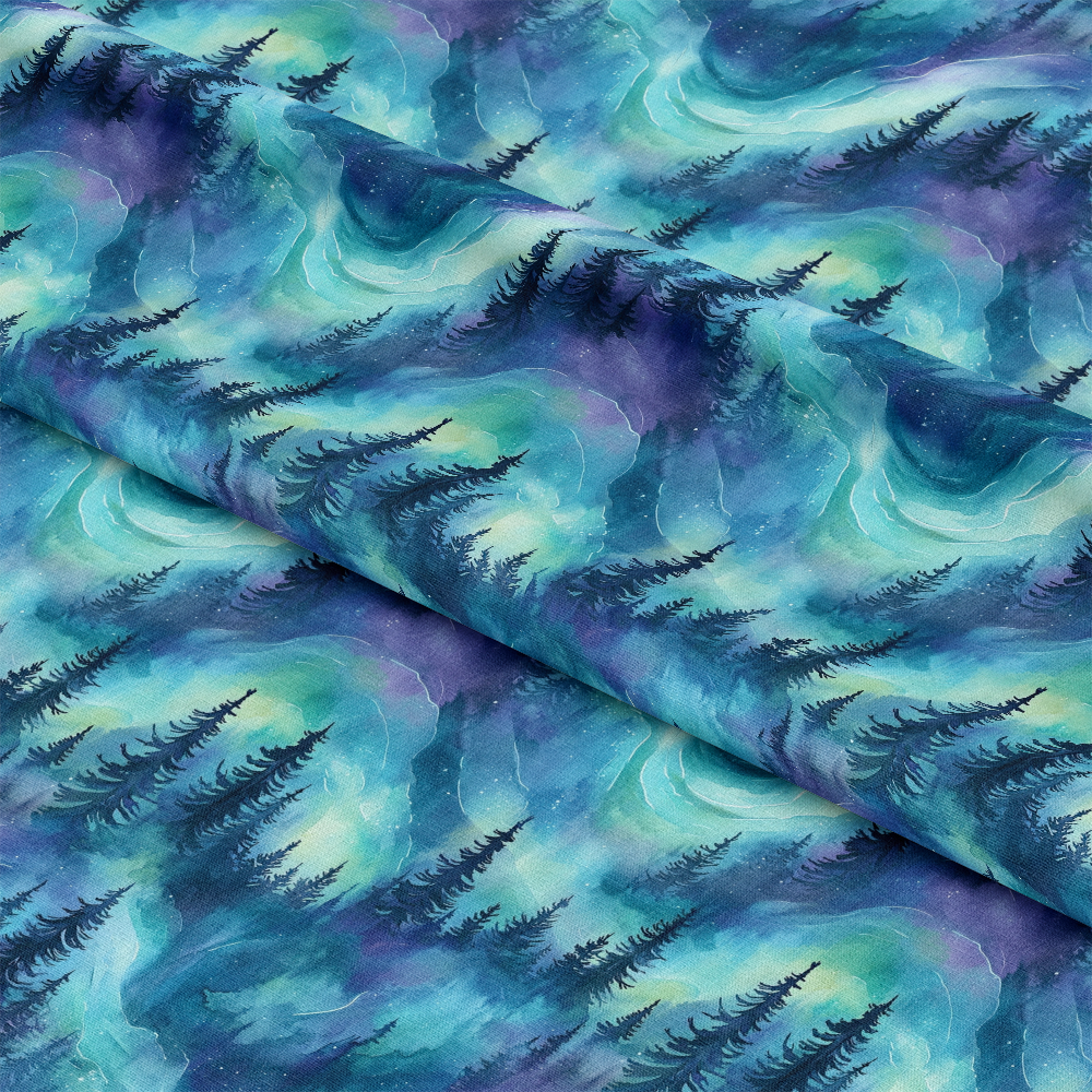 Northern Lights Forest Pattern 26 Quilting Cotton Fabric