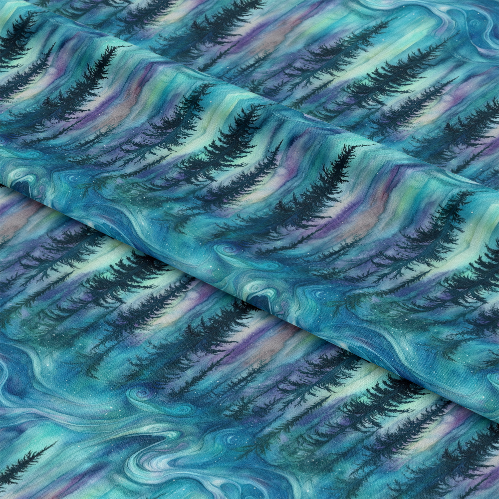 Northern Lights Forest Pattern 27 Quilting Cotton Fabric