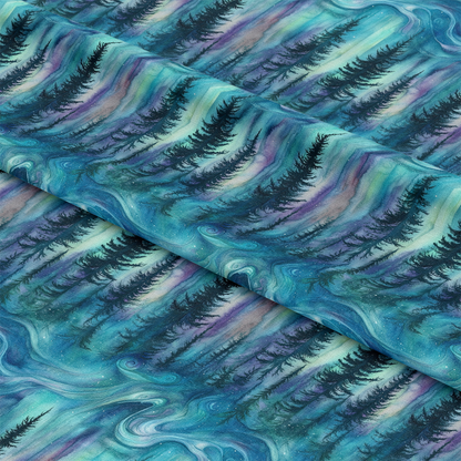 Northern Lights Forest Pattern 27 Quilting Cotton Fabric