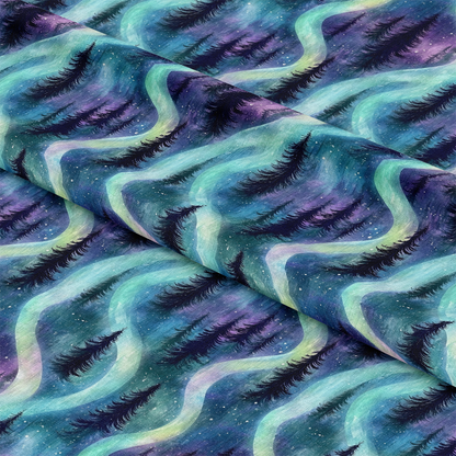 Northern Lights Forest Pattern 28 Quilting Cotton Fabric