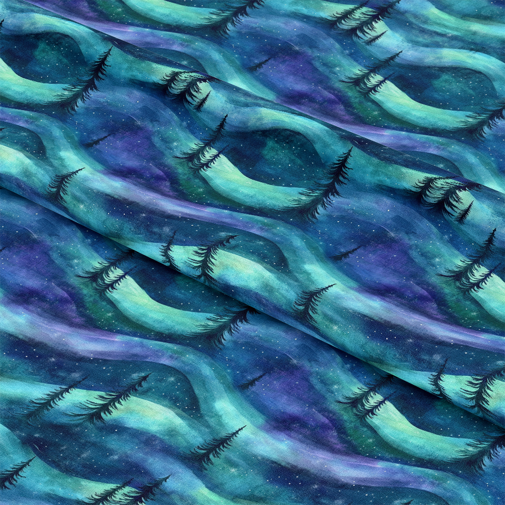 Northern Lights Forest Pattern 29 Quilting Cotton Fabric