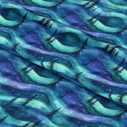 Northern Lights Forest Pattern 29 Quilting Cotton Fabric