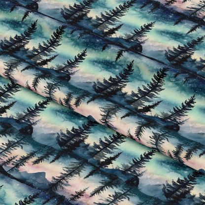 Northern Lights Forest Pattern 2 Quilting Cotton Fabric