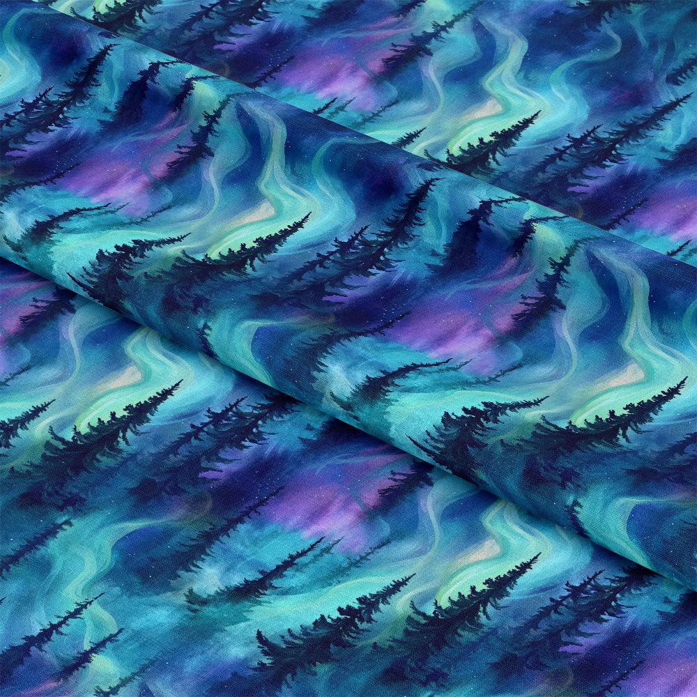 Northern Lights Forest Pattern 30 Quilting Cotton Fabric