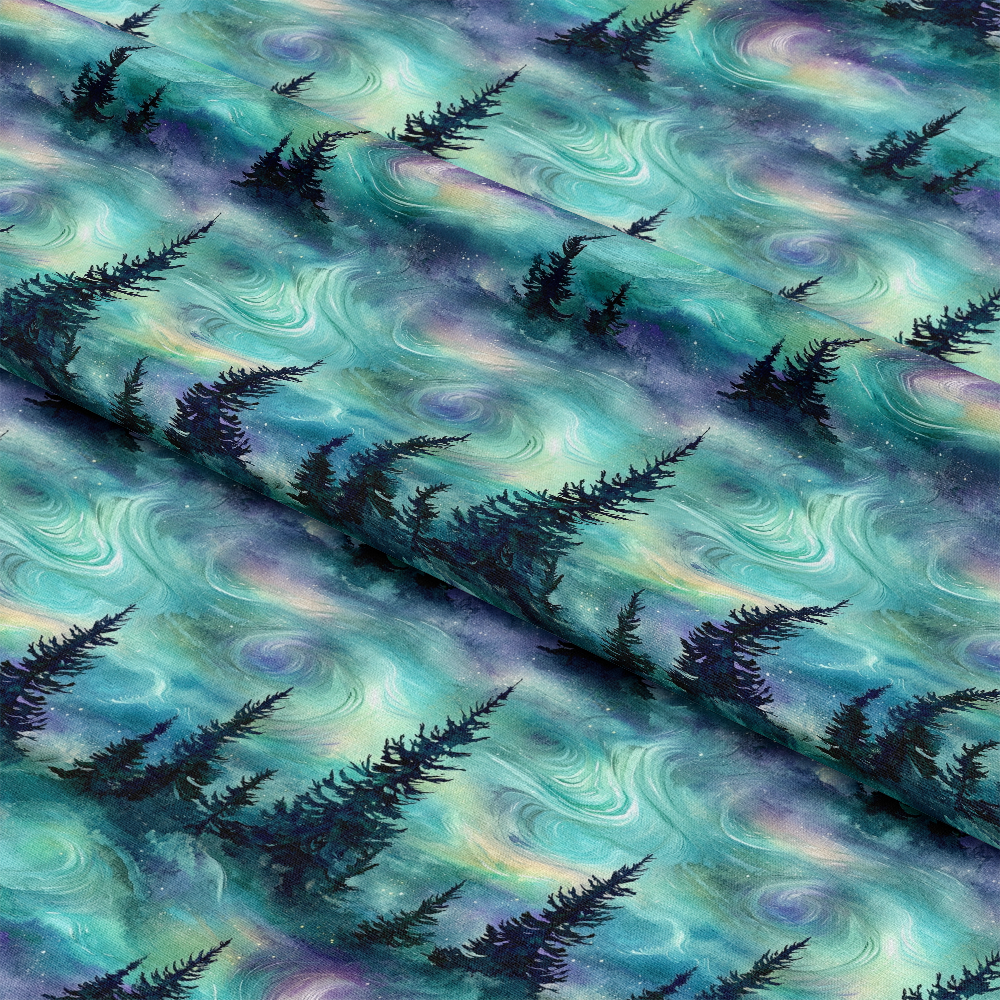 Northern Lights Forest Pattern 31 Quilting Cotton Fabric