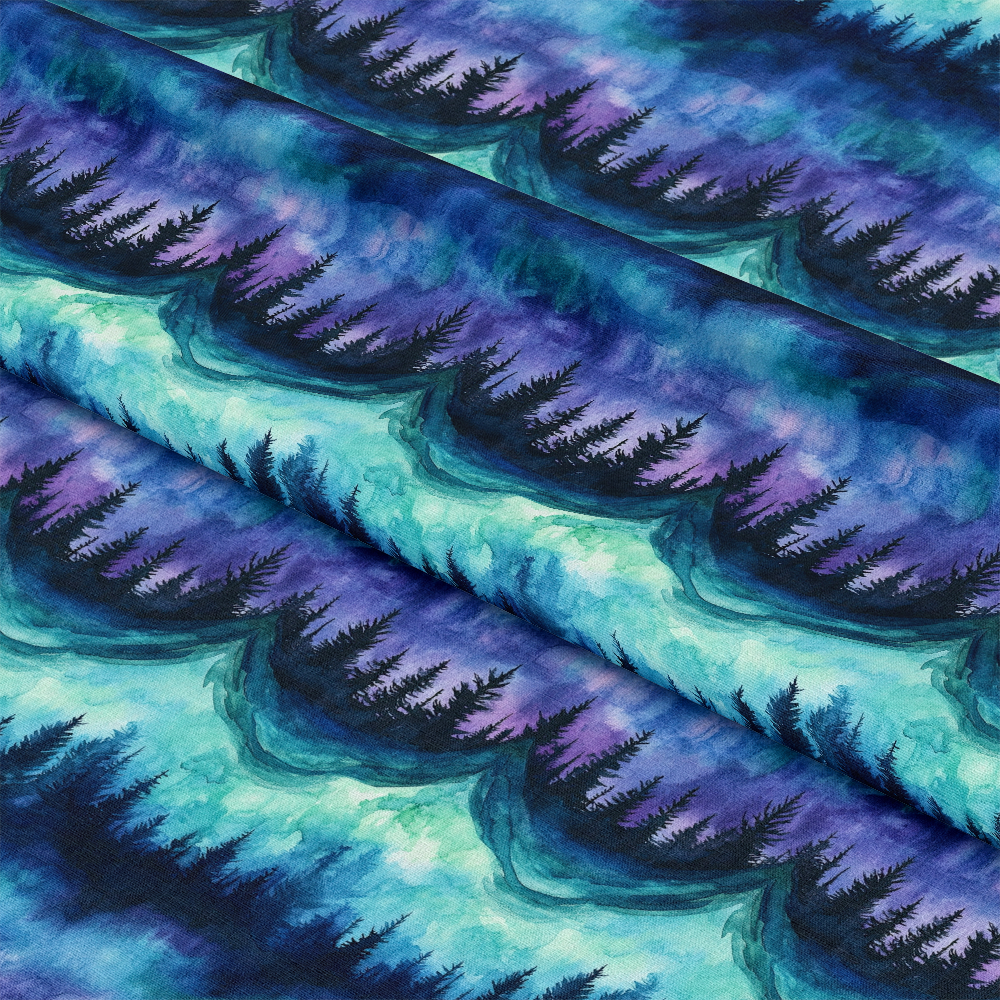Northern Lights Forest Pattern 32 Quilting Cotton Fabric