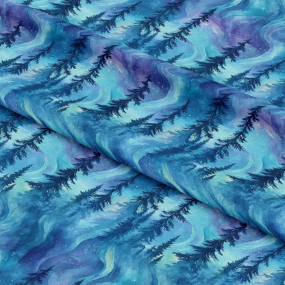 Northern Lights Forest Pattern 4 Quilting Cotton Fabric