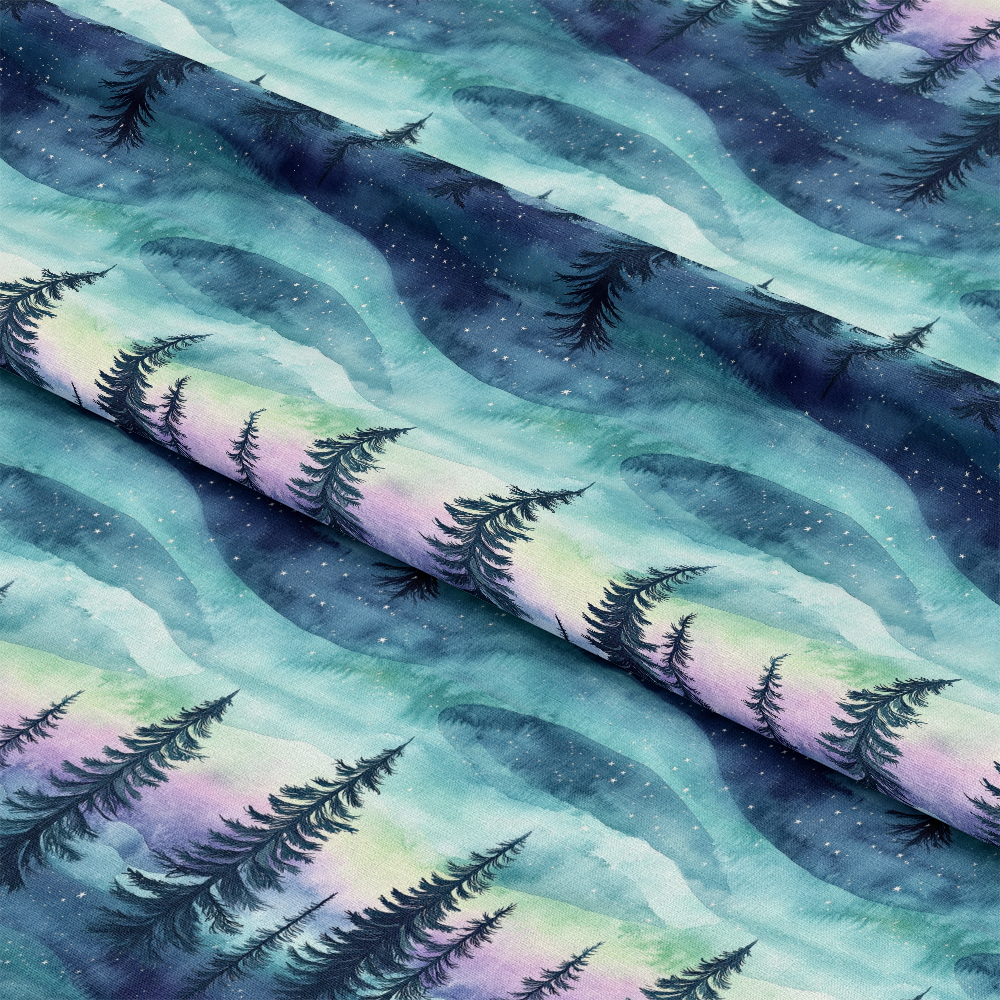 Northern Lights Forest Pattern 9 Quilting Cotton Fabric