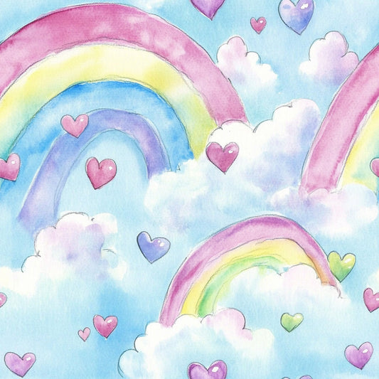 Nursery Rainbows and Hearts Pattern 12 Quilting Cotton Fabric