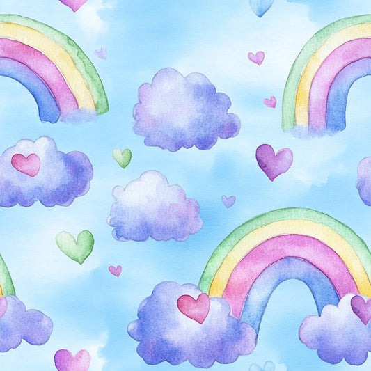 Nursery Rainbows and Hearts Pattern 13 Quilting Cotton Fabric