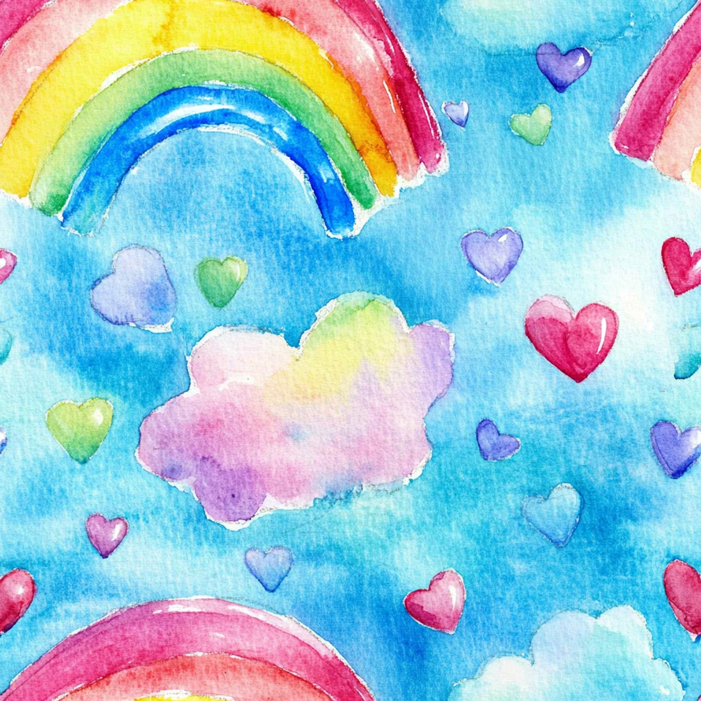 Nursery Rainbows and Hearts Pattern 14 Quilting Cotton Fabric