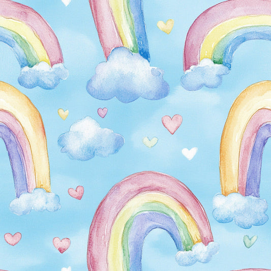 Nursery Rainbows and Hearts Pattern 6 Quilting Cotton Fabric