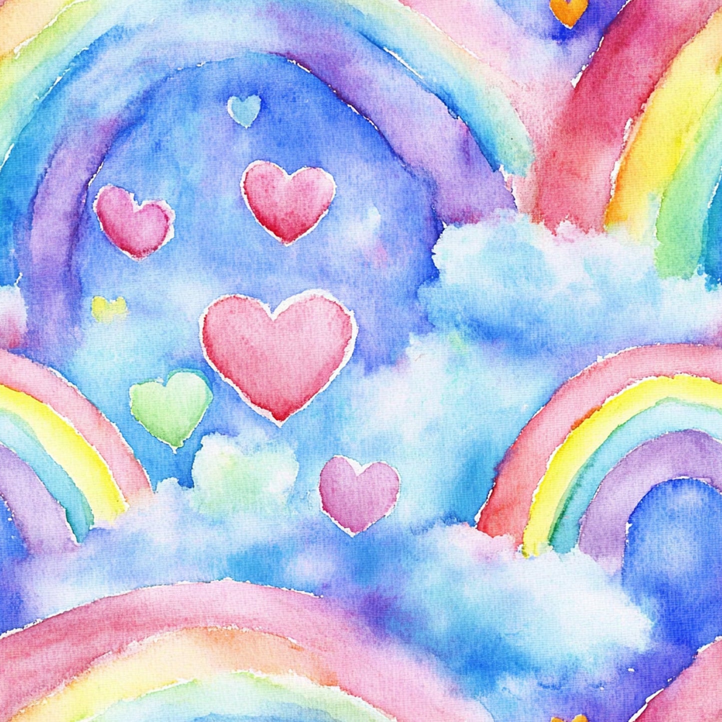 Nursery Rainbows and Hearts Pattern 7 Quilting Cotton Fabric
