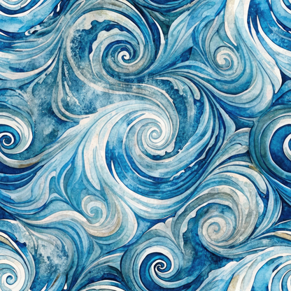 Watercolor Waves Pattern 10 Minky Fabric