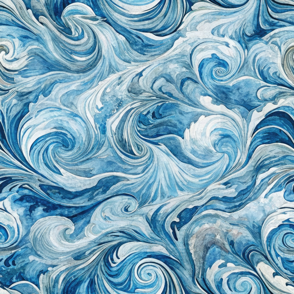 Watercolor Waves Pattern 11 Minky Fabric