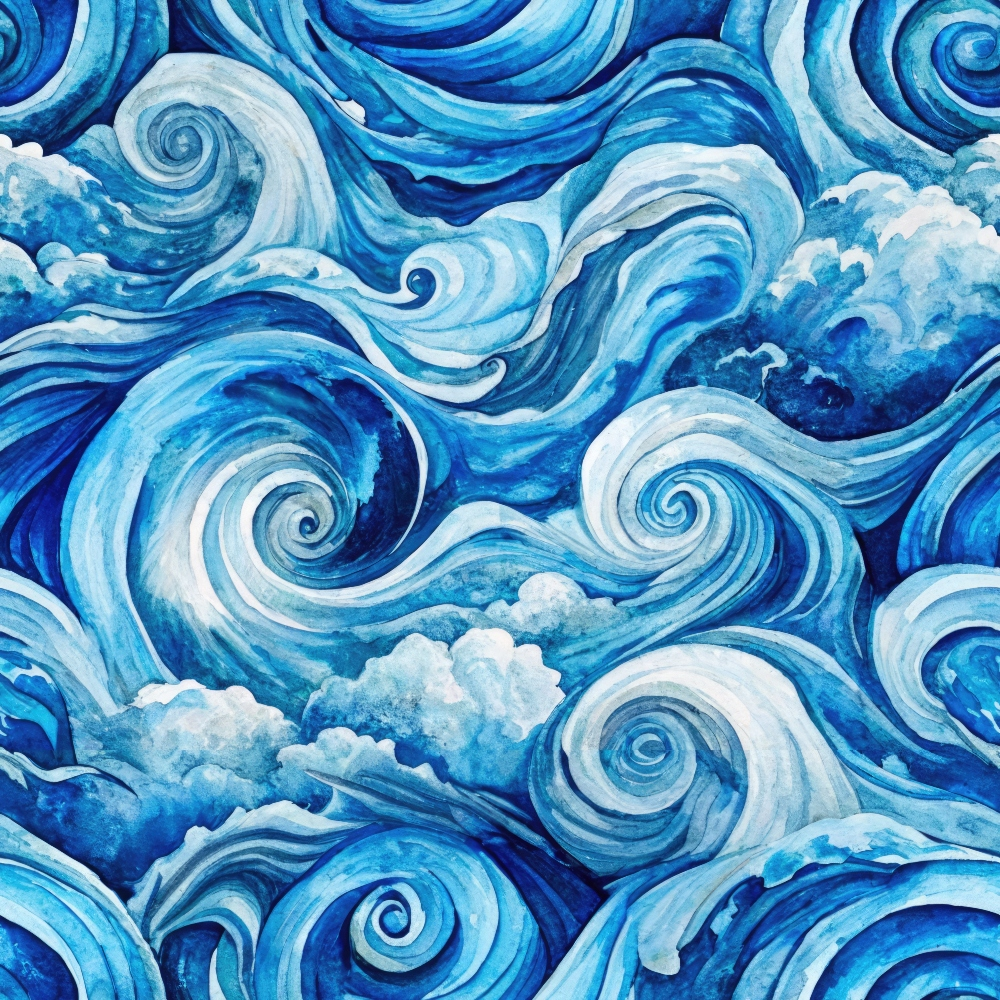 Watercolor Waves Pattern 1 Minky Fabric