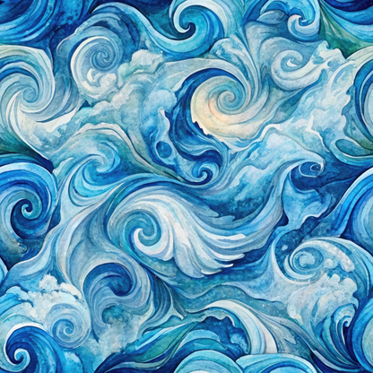 Watercolor Waves Pattern 2 Minky Fabric