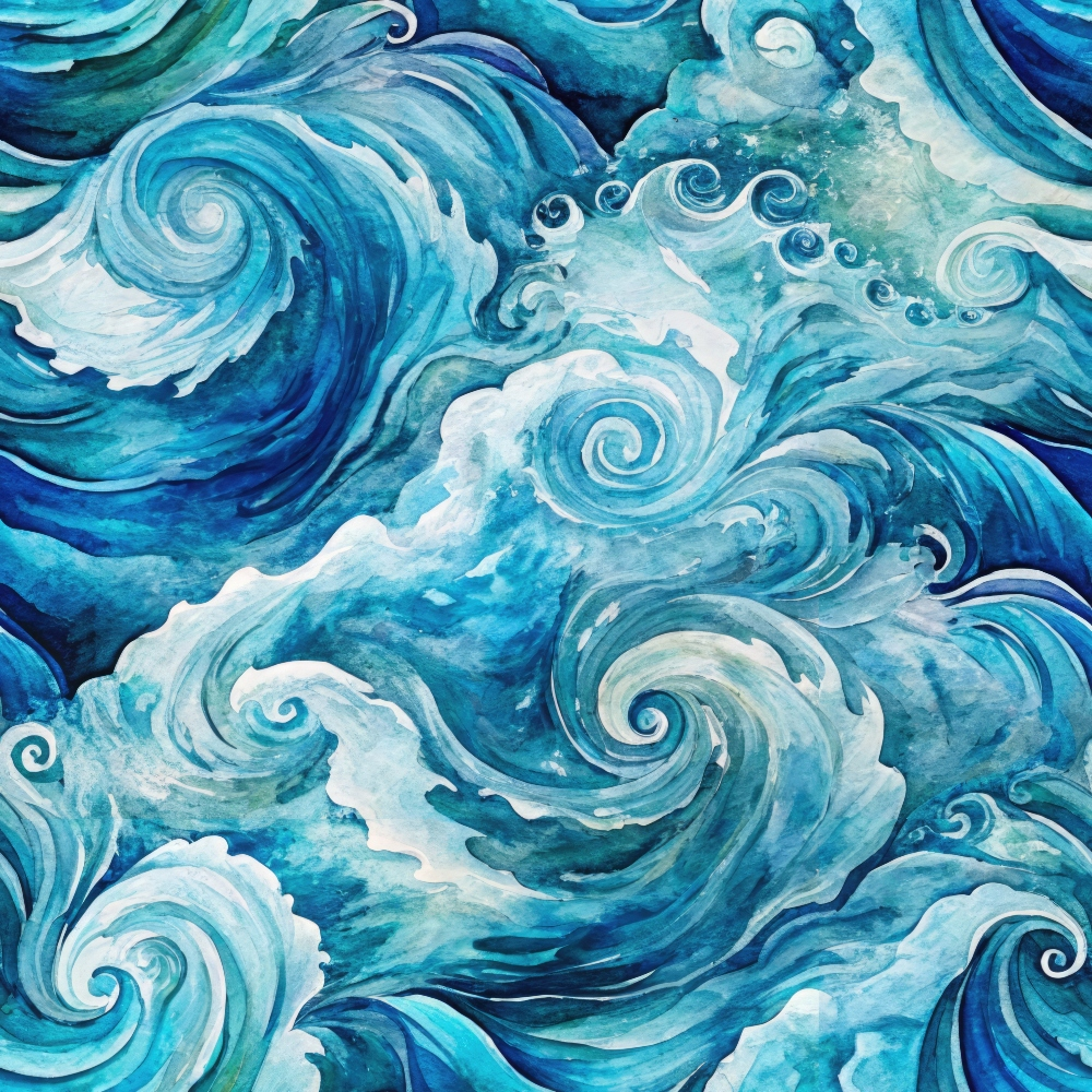 Watercolor Waves Pattern 3 Minky Fabric