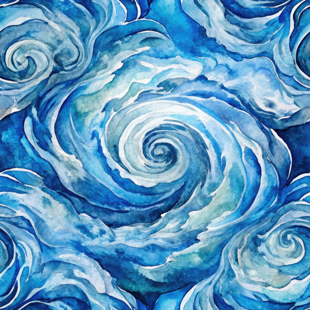 Watercolor Waves Pattern 4 Minky Fabric