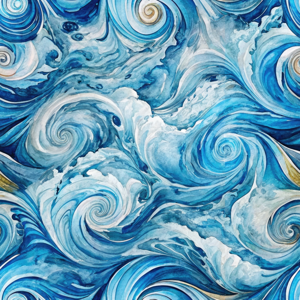 Watercolor Waves Pattern 6 Minky Fabric