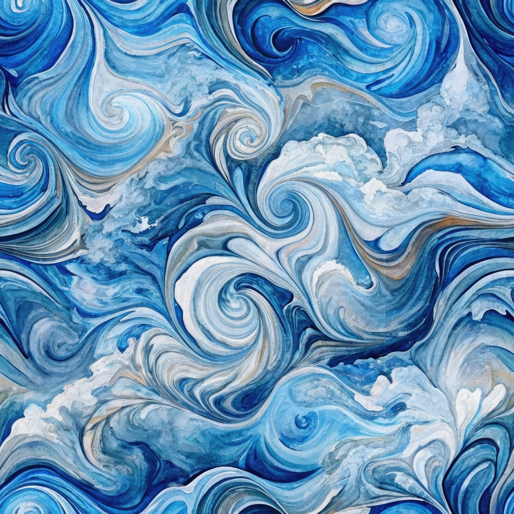 Watercolor Waves Pattern 7 Minky Fabric
