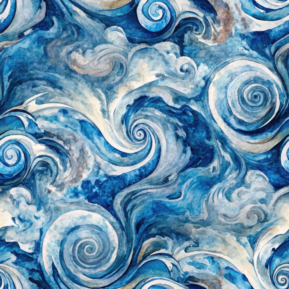 Watercolor Waves Pattern 8 Minky Fabric