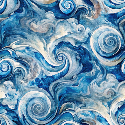 Watercolor Waves Pattern 8 Minky Fabric