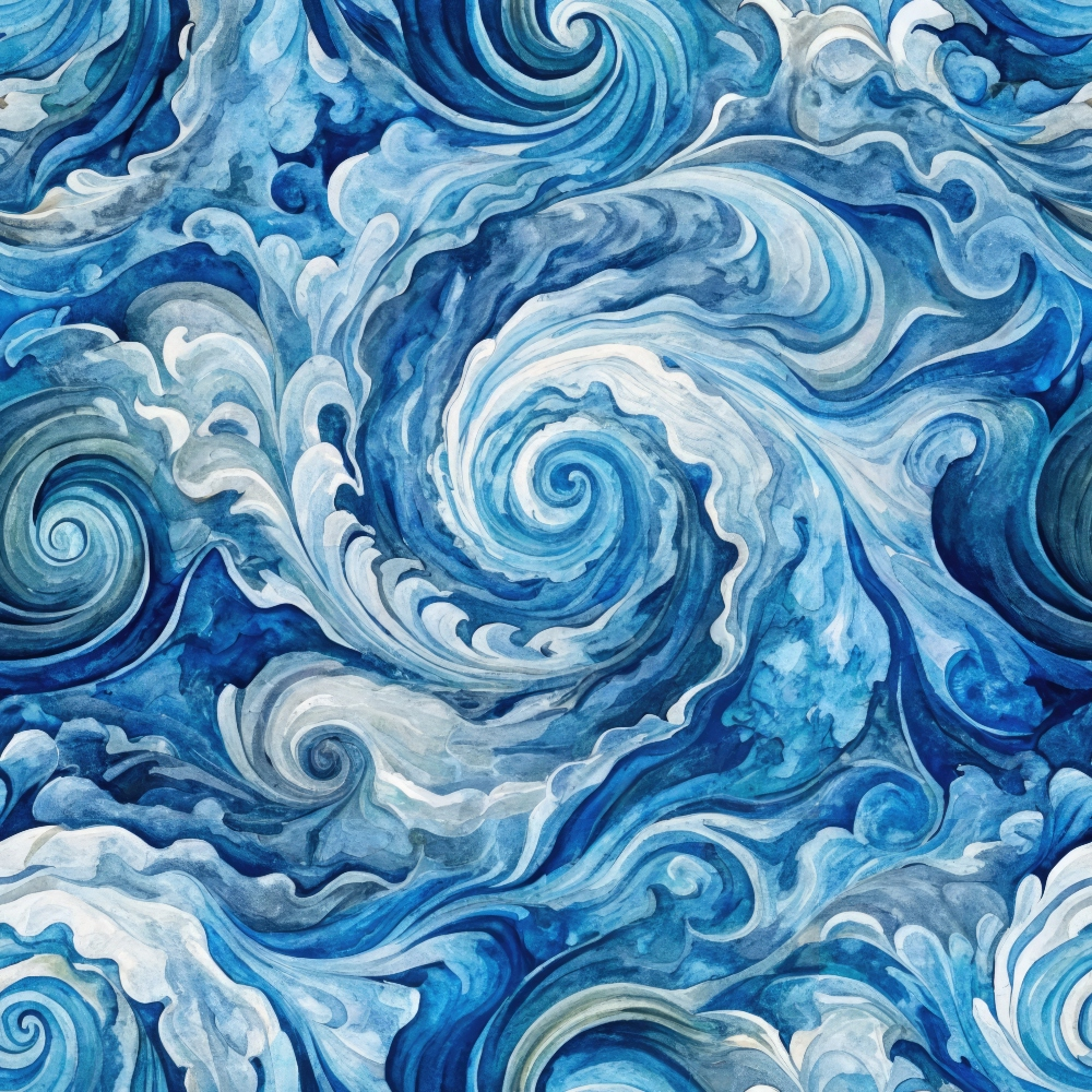Watercolor Waves Pattern 9 Minky Fabric