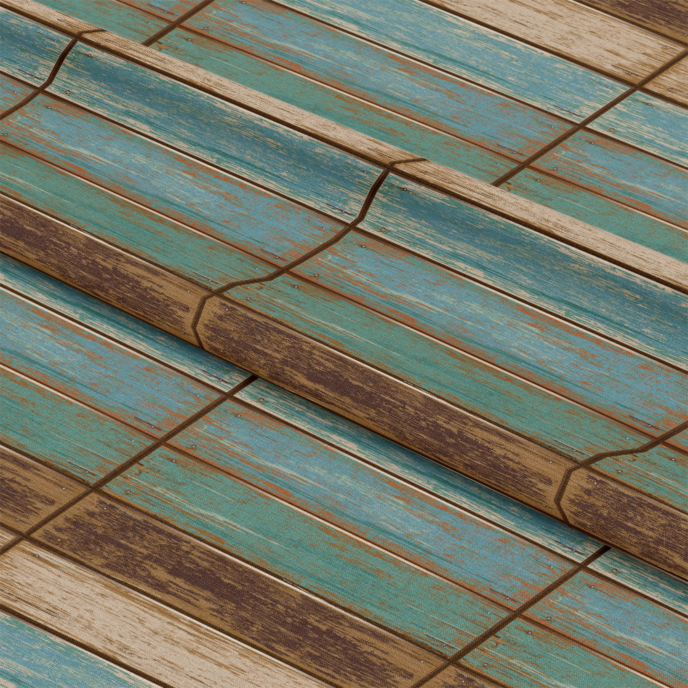Old Blue Color Wooden Texture Quilting Cotton Fabric