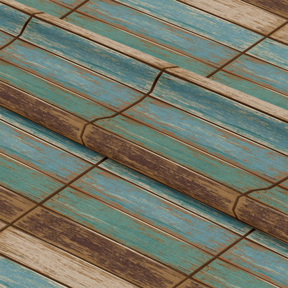 Old Blue Color Wooden Texture Quilting Cotton Fabric
