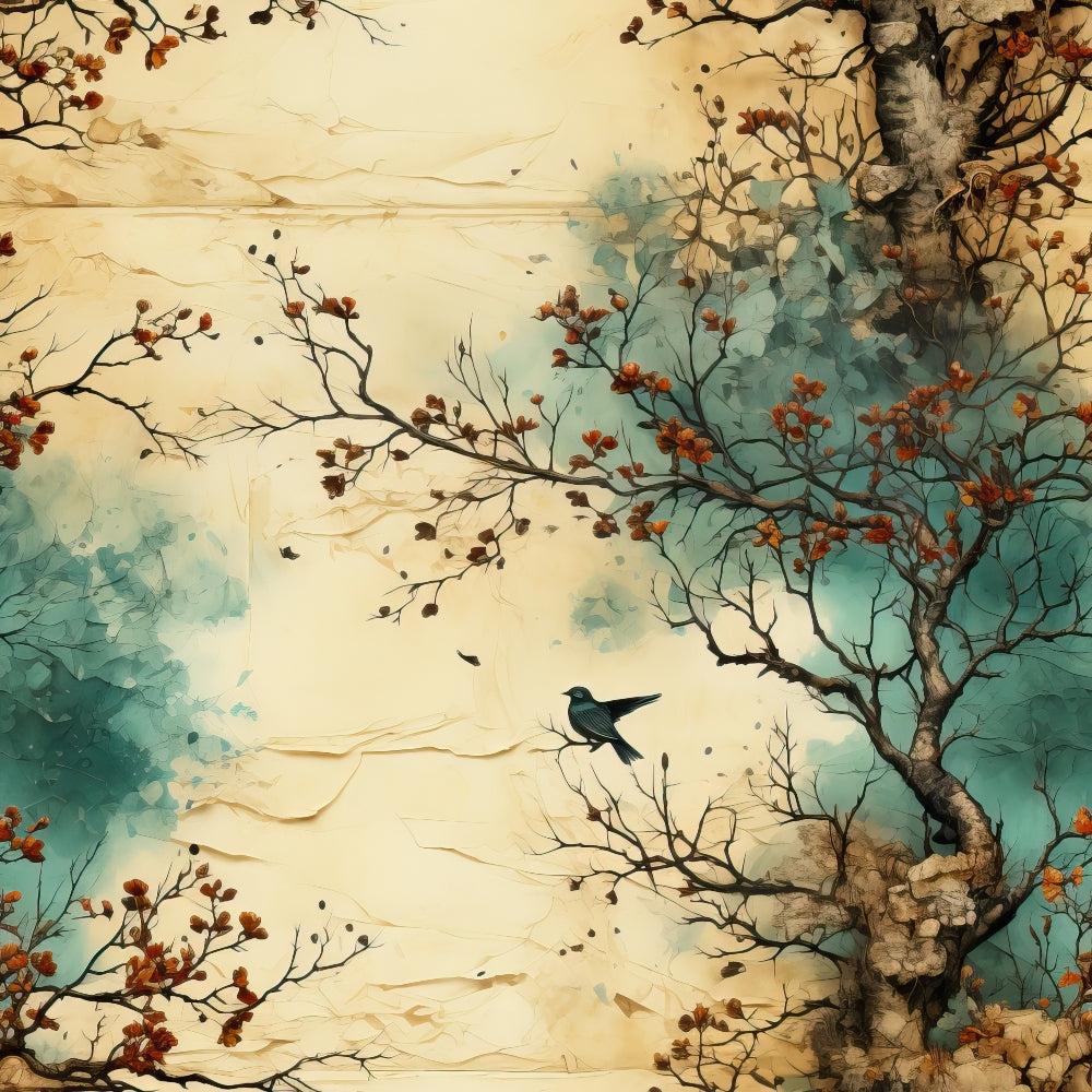 Autumn Birdsong Pattern 11 Minky Fabric