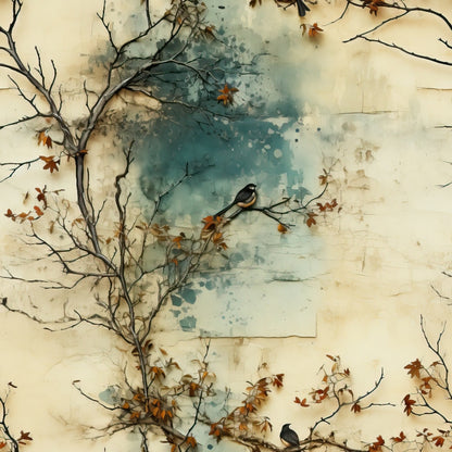 Autumn Birdsong Pattern 12 Minky Fabric