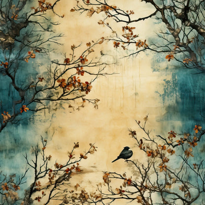 Autumn Birdsong Pattern 6 Minky Fabric