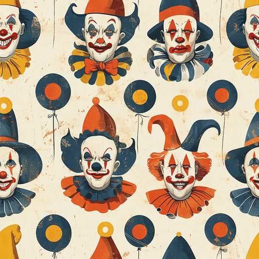 Old Timey Clown Pattern 10 Quilting Cotton Fabric