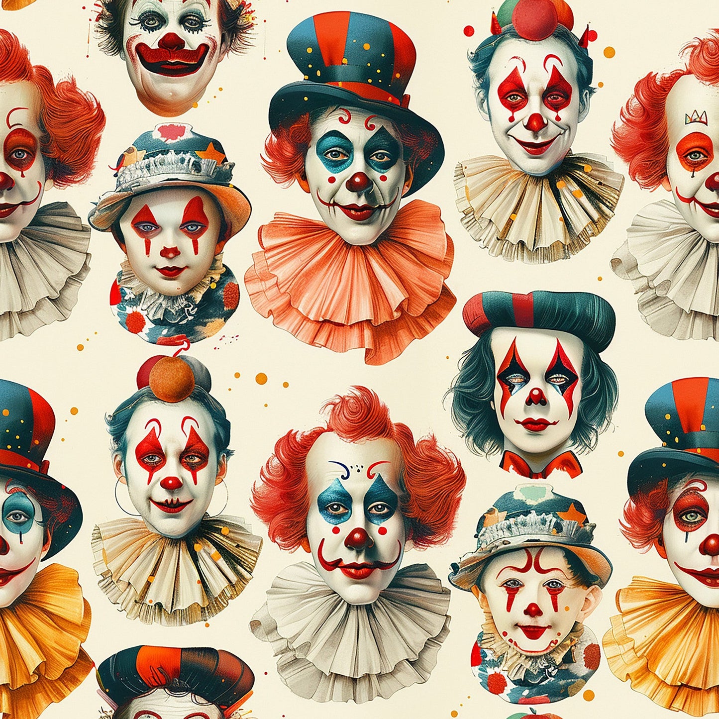 Old Timey Clown Pattern 11 Quilting Cotton Fabric