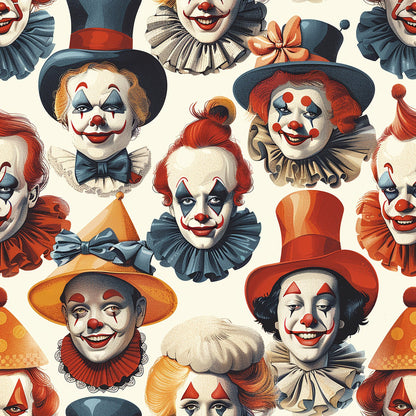 Old Timey Clown Pattern 12 Quilting Cotton Fabric