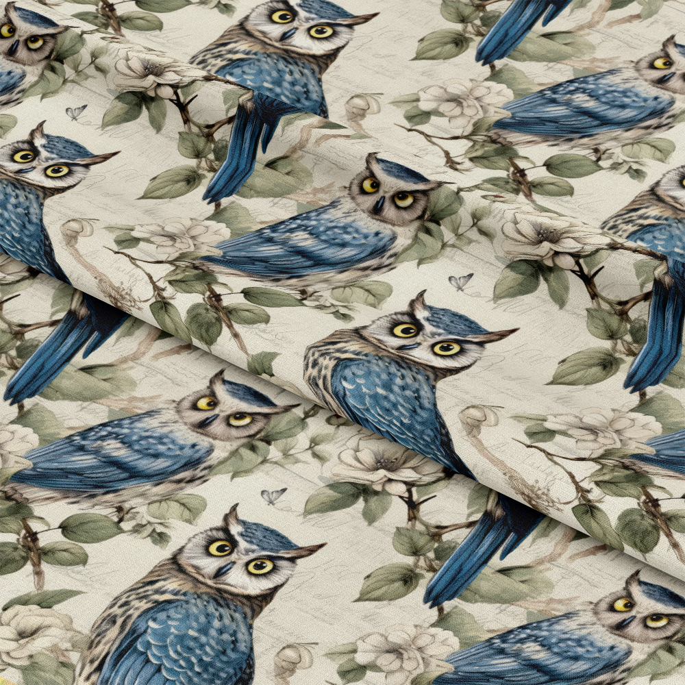 Owl Ephemera Pattern 1 Quilting Cotton Fabric
