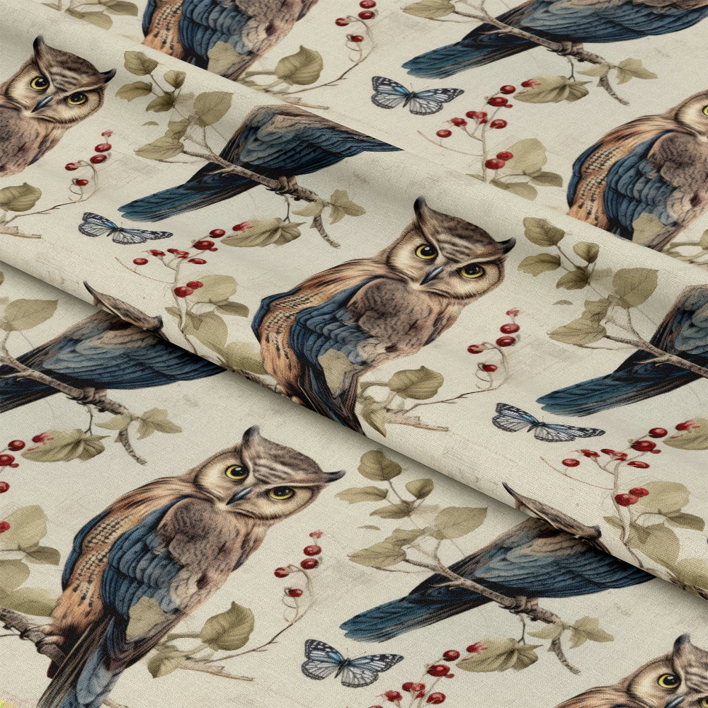 Owl Ephemera Pattern 4 Quilting Cotton Fabric