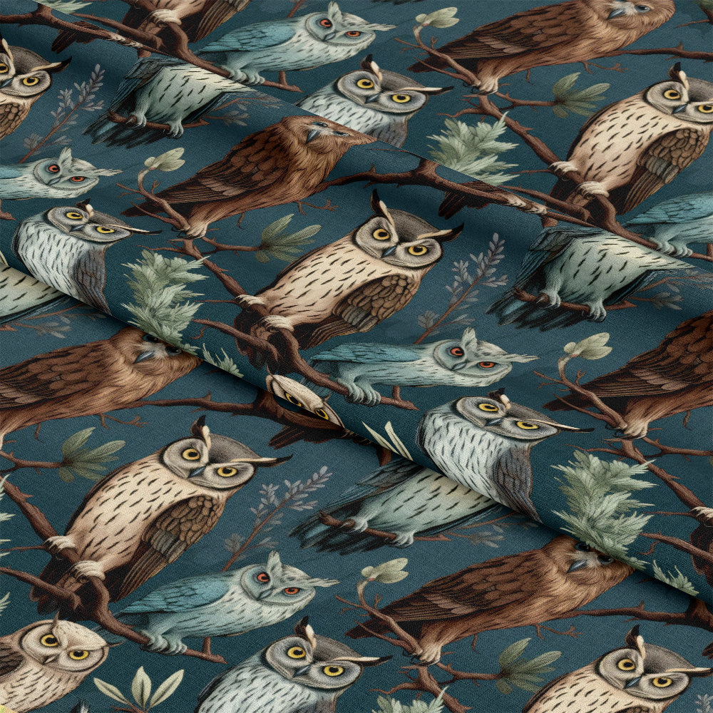 Owl Ephemera Pattern 5 Quilting Cotton Fabric