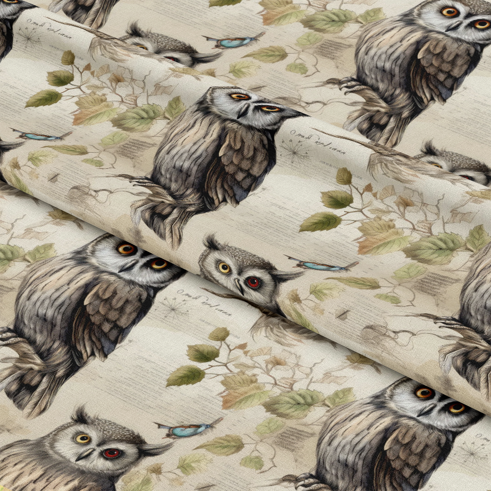 Owl Ephemera Pattern 6 Quilting Cotton Fabric