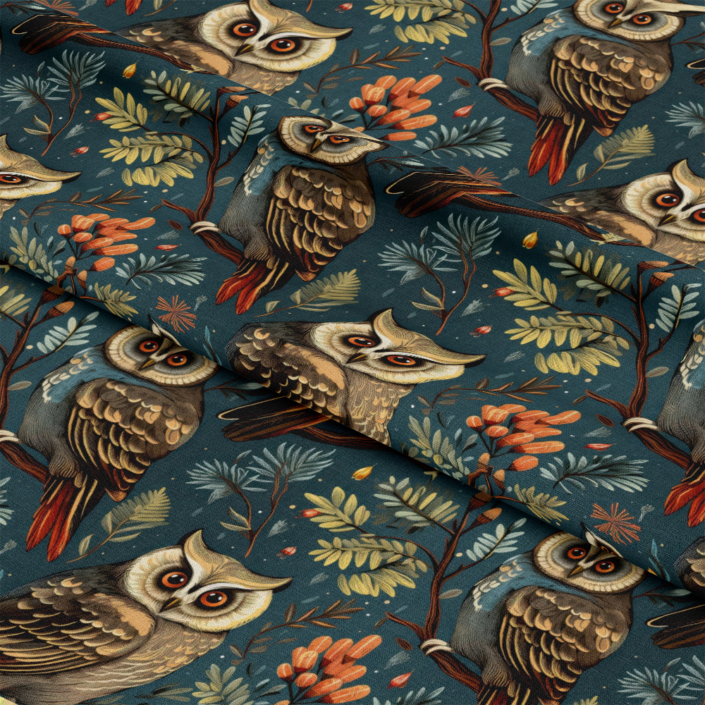 Owl Ephemera Pattern 9 Quilting Cotton Fabric