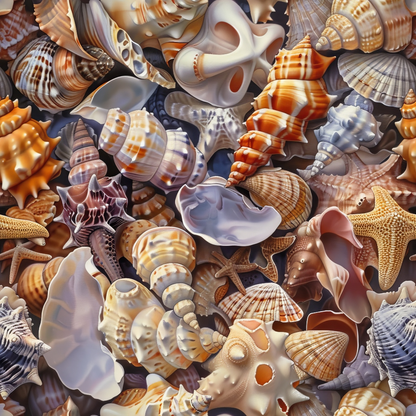 Packed Sea Shells Minky Fabric