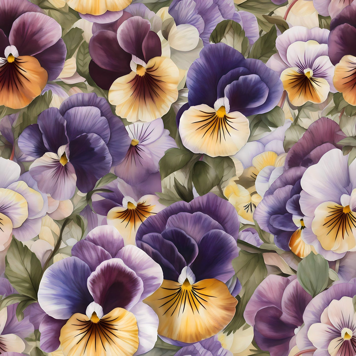 Pansy Flowers Pattern 9 Quilting Cotton Fabric