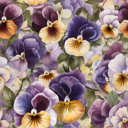 Pansy Flowers Pattern 9 Quilting Cotton Fabric
