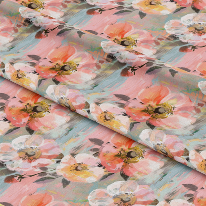 Pastel Abstract Painted Flowers Pattern 3 Quilting Cotton Fabric